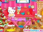 Игра Уборка в комнате Хелло Кити на Рождество