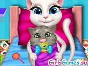 Игра Кошка Анджела - рождение котенка