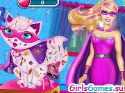 Игра Супер Барби моет кота Игра Супер Барби моет кота